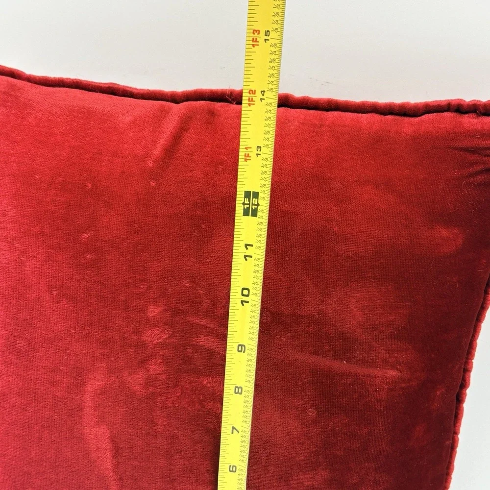 VTG Needlepoint Throw Pillows Burgundy Red Velvet Floral Handmade 14